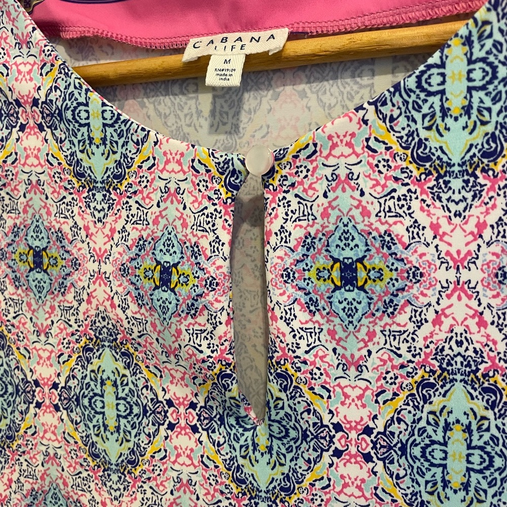 Cabana Life Pink and Blue Patterned Mini Dress - Picture 3 of 4